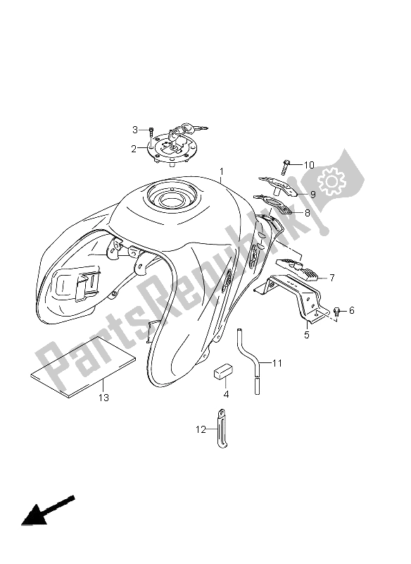 All parts for the Fuel Tank (dl650 E19) of the Suzuki DL 650A V Strom 2011