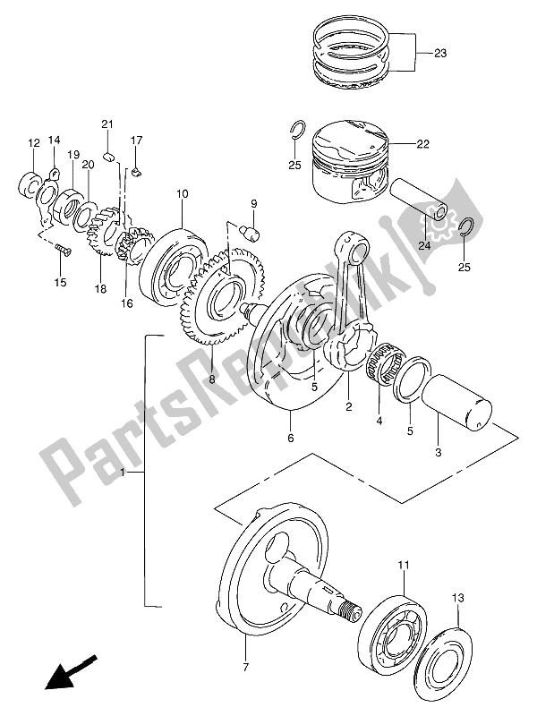 All parts for the Crankshaft of the Suzuki GN 250 1989