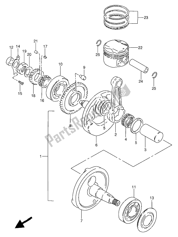 All parts for the Crankshaft of the Suzuki GN 250 1989