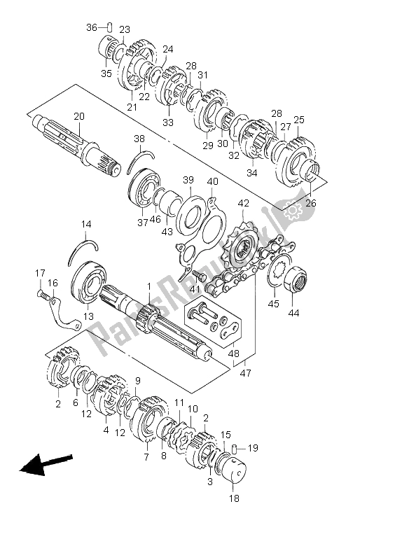 All parts for the Transmission of the Suzuki GSF 1200 NS Bandit 2002