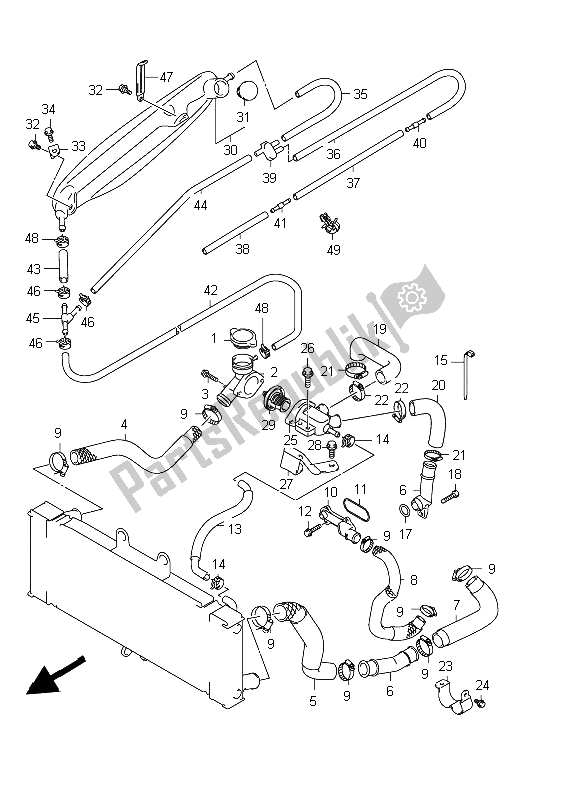 Tutte le parti per il Tubo Del Radiatore del Suzuki GSX 650 FA 2012