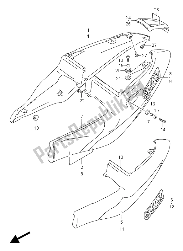 Alle onderdelen voor de Frame Afdekking van de Suzuki GSX R 750 1998