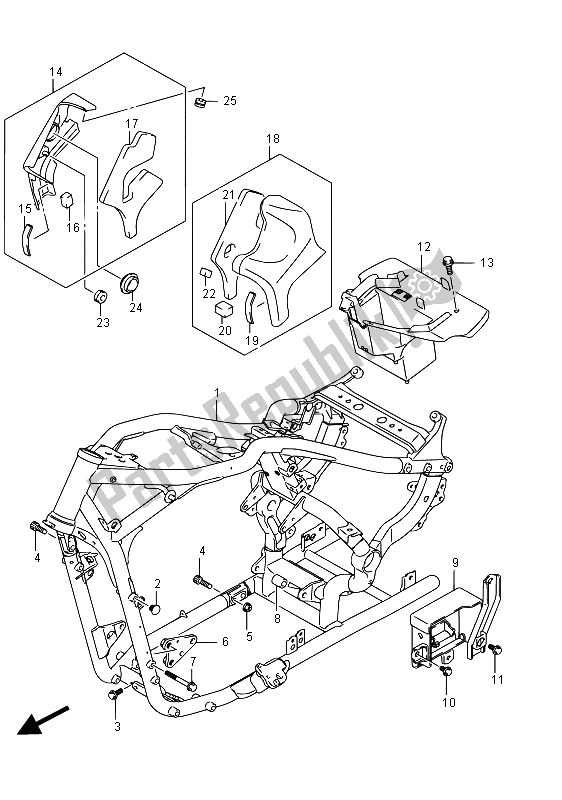 All parts for the Frame of the Suzuki VZ 800 Intruder 2015