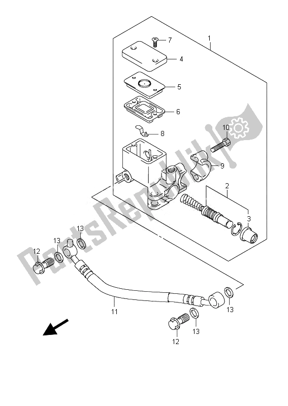 All parts for the Rear Master Cylinder of the Suzuki UX 150 Sixteen 2010