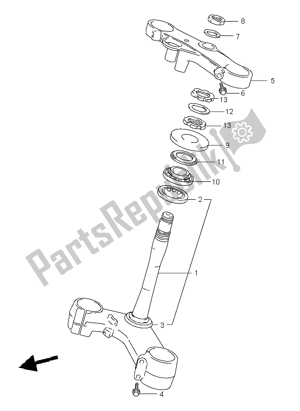 All parts for the Steering Stem of the Suzuki TL 1000R 2001