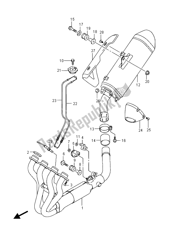 Alle onderdelen voor de Geluiddemper van de Suzuki GSR 750A 2015