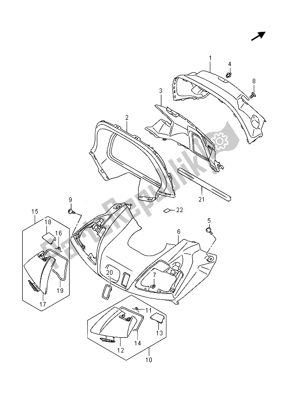 All parts for the Meter Panel (an650 E19) of the Suzuki AN 650Z Burgman Executive 2014