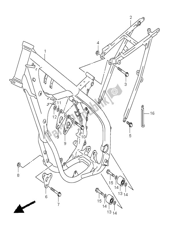 All parts for the Frame of the Suzuki RM 250 2005