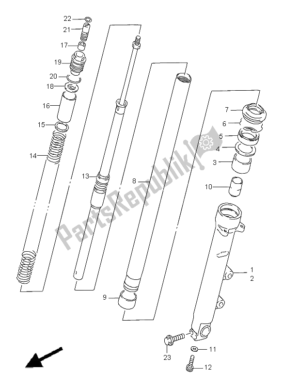 All parts for the Front Damper (gsf1200sa) of the Suzuki GSF 1200 Nssa Bandit 1998