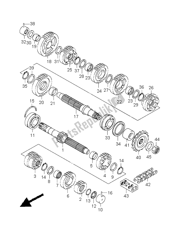 All parts for the Transmission of the Suzuki GSX 1400 2003