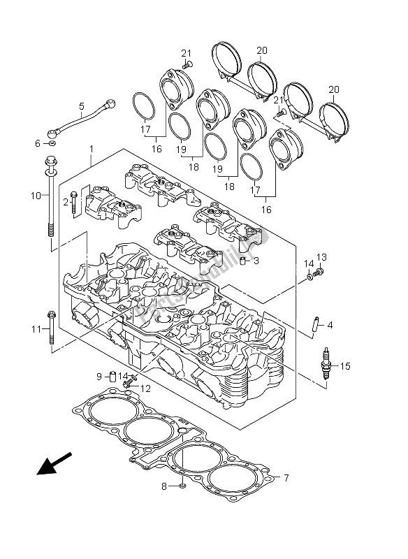 Tutte le parti per il Testata del Suzuki GSX 1250 FA 2010