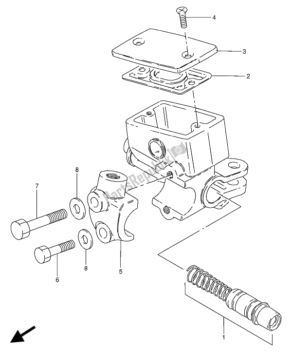 All parts for the Master Cylinder of the Suzuki GN 250 1990