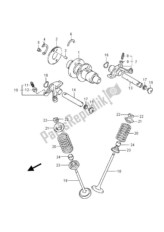 All parts for the Cam Shaft & Valve of the Suzuki LT A 400 FZ Kingquad ASI 4X4 2014