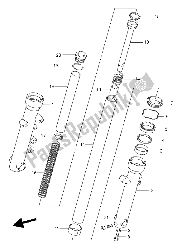 Tutte le parti per il Ammortizzatore Forcella Anteriore del Suzuki VL 125 Intruder 2001