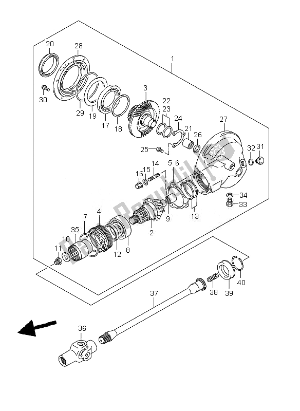 All parts for the Propeller Shaft & Final Drive Gear (vl800-ue) of the Suzuki C 800 VL Intruder 2010