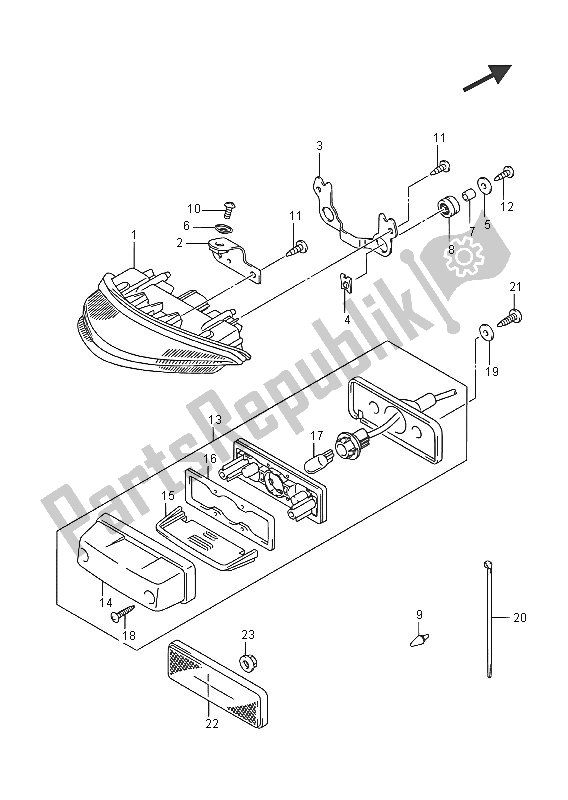 All parts for the Rear Combination Lamp of the Suzuki GSR 750A 2016