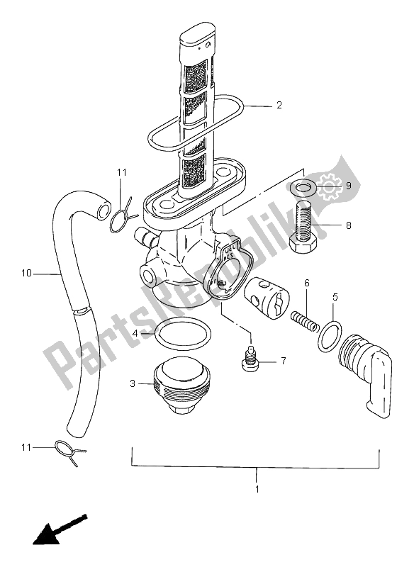 All parts for the Fuel Cock of the Suzuki GN 250E 1998