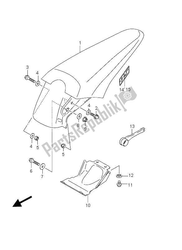 All parts for the Rear Fender (sw) of the Suzuki RM 85 SW LW 2012