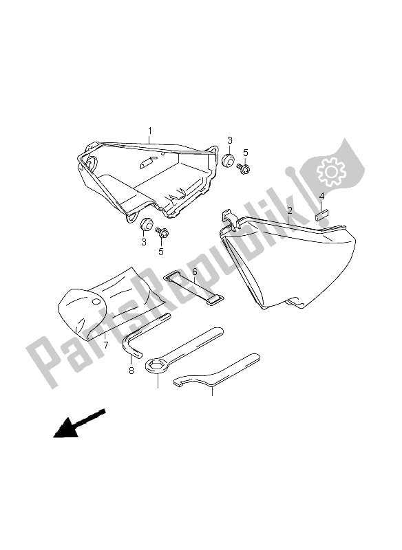 All parts for the Luggage Box of the Suzuki VZ 800Z Intruder 2008