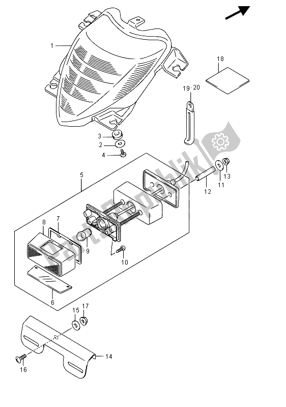 Wszystkie części do Lampa Tylna Zespolona (vzr1800bzuf E19) Suzuki VZR 1800 BZ M Intruder 2015