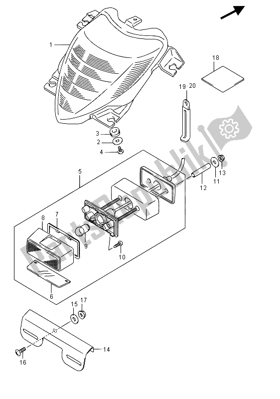 All parts for the Rear Combination Lamp (vzr1800bzuf E19) of the Suzuki VZR 1800 BZ M Intruder 2015