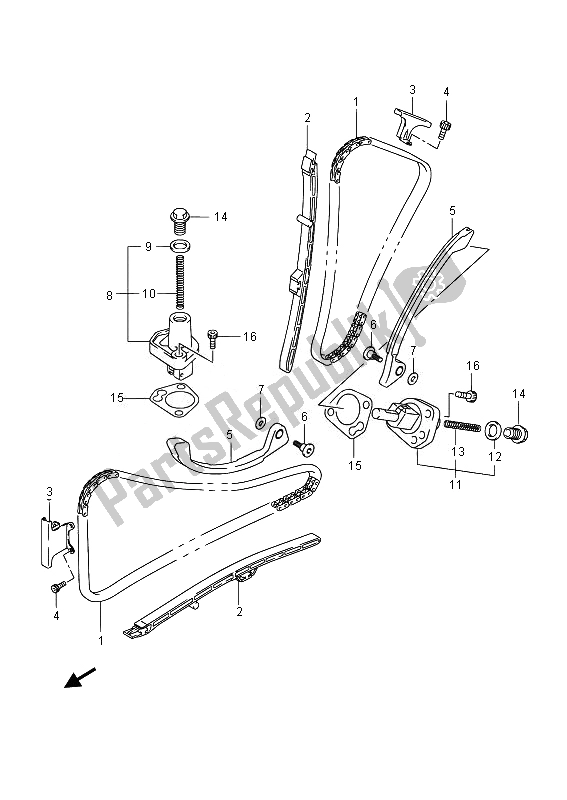 All parts for the Cam Chain of the Suzuki DL 650A V Strom 2014