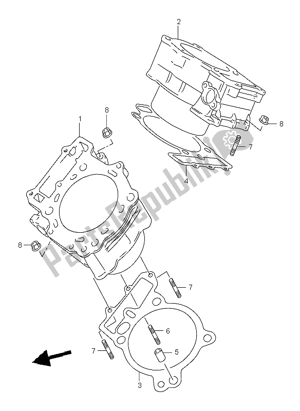 All parts for the Cylinder of the Suzuki TL 1000R 2001