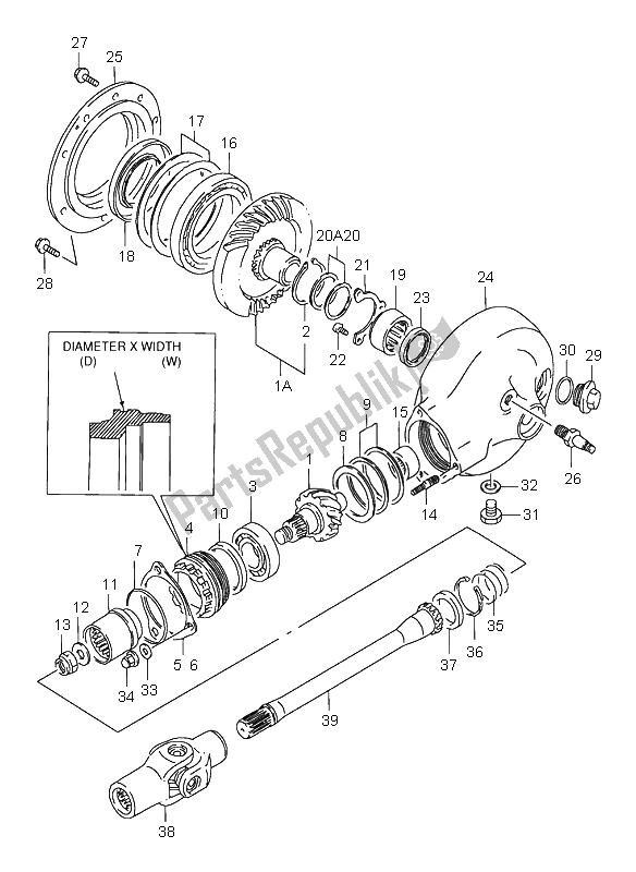 All parts for the Propeller Shaft & Final Drive Gear of the Suzuki VS 1400 Intruder 1998