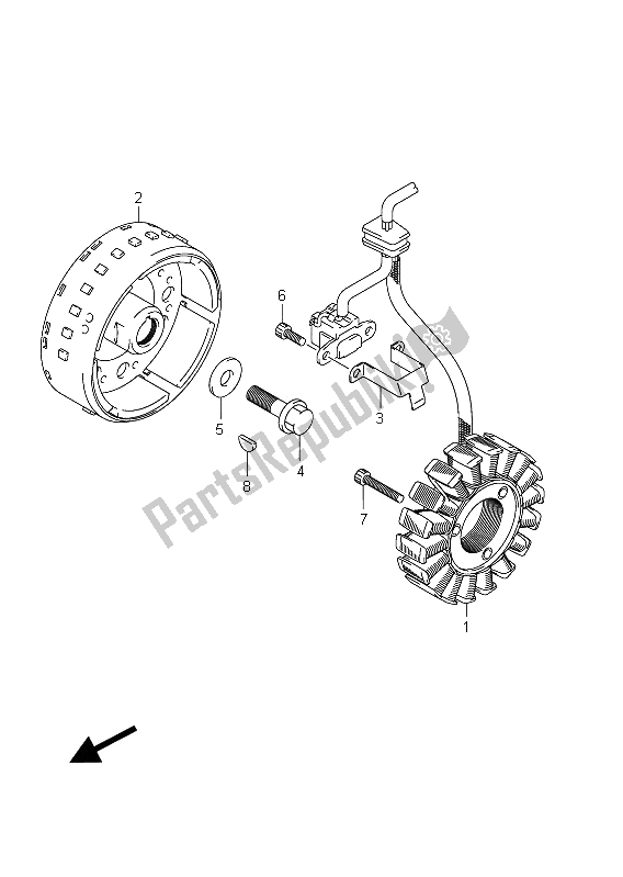 All parts for the Magneto of the Suzuki SFV 650A Gladius 2011