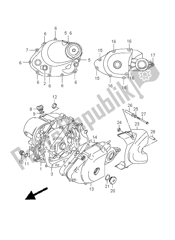 All parts for the Crankcase Cover of the Suzuki RV 125 Vanvan 2009