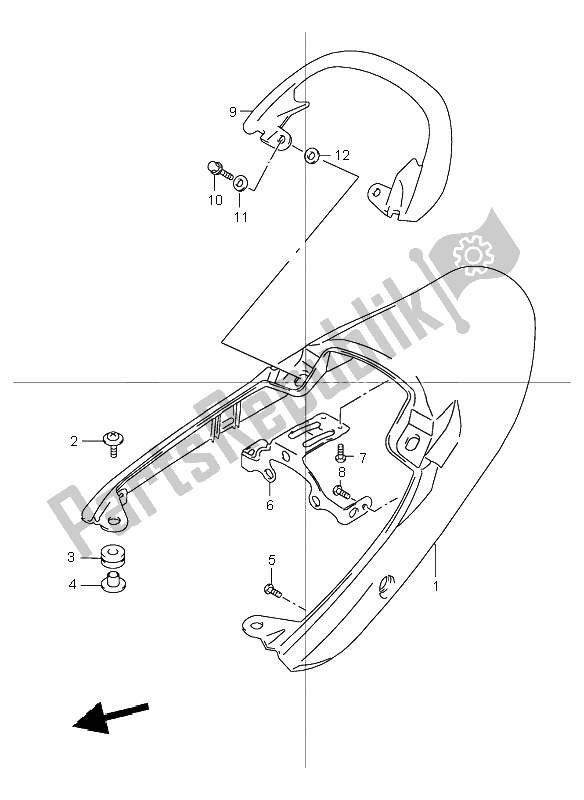 All parts for the Seat Tail Cover of the Suzuki GSX 1200 Inazuma 1999