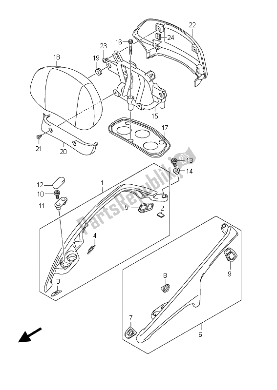 All parts for the Pillion Rider Handle (an650a E51) of the Suzuki AN 650A Burgman Executive 2011