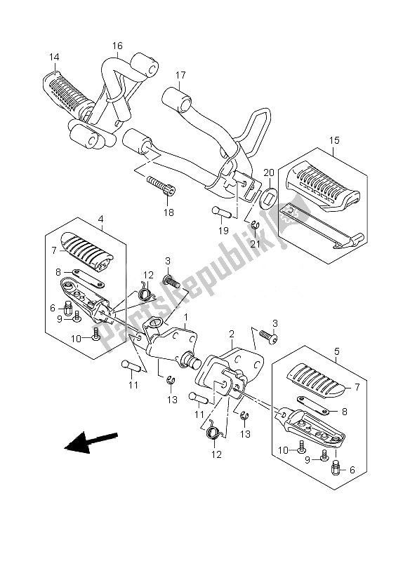 Tutte le parti per il Poggiapiedi del Suzuki DL 650A V Strom 2010