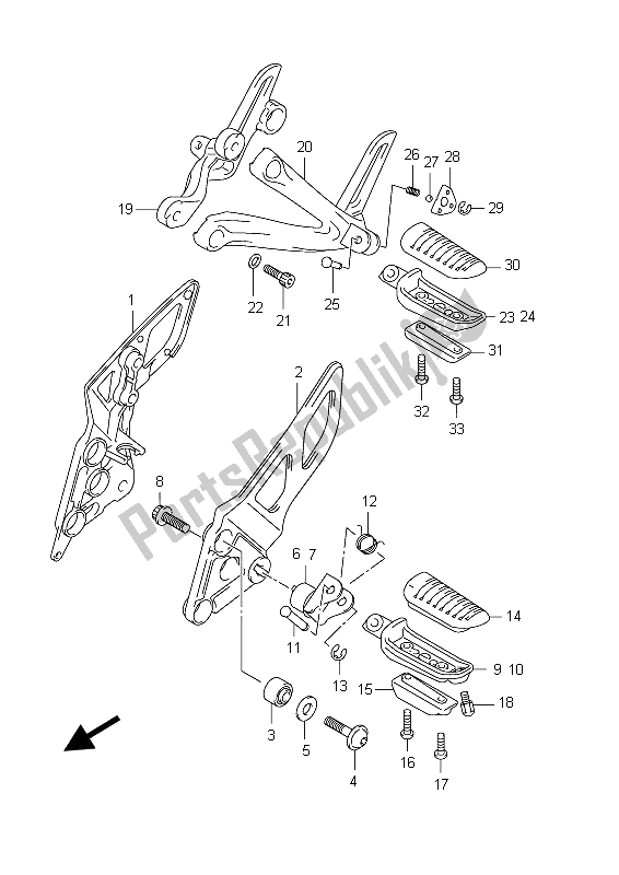 Tutte le parti per il Poggiapiedi del Suzuki GSX 650 FA 2012