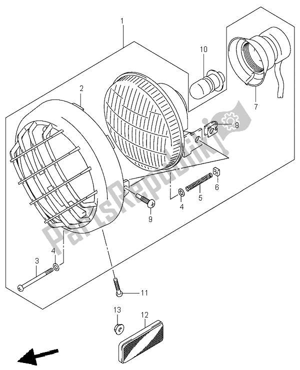 All parts for the Headlamp of the Suzuki LT A 500F Quadmaster 2001