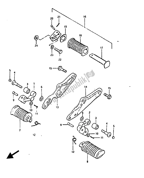 Tutte le parti per il Poggiapiedi del Suzuki GS 850G 1985