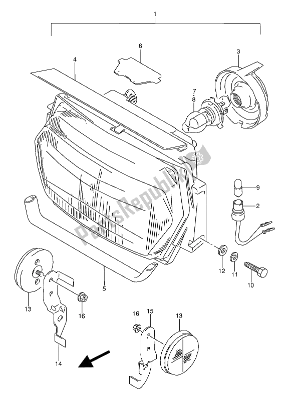 Tutte le parti per il Faro del Suzuki GSX 600 FUU2 1988