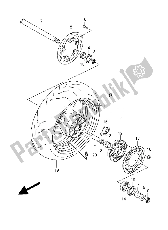 Todas las partes para Rueda Trasera de Suzuki GSX R 750 2010