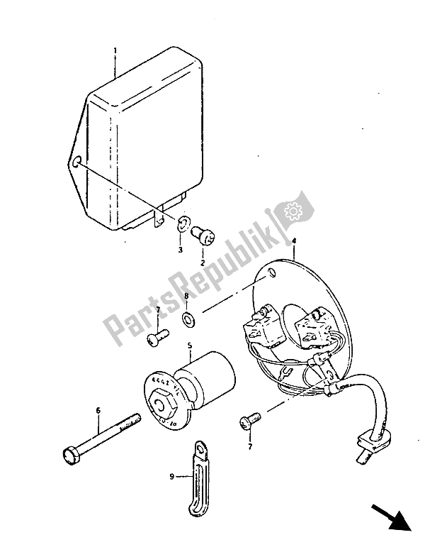 Wszystkie części do Generator Sygna? U Suzuki GS 450 ES 1987