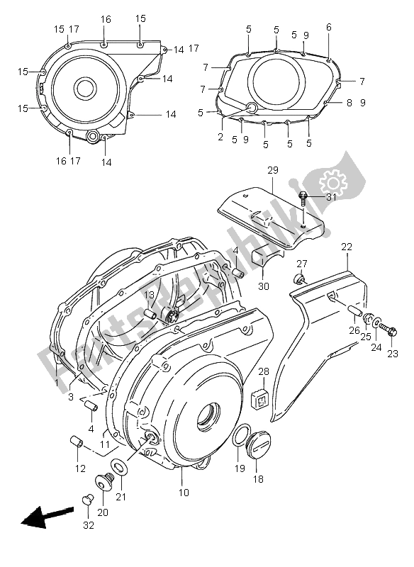 Toutes les pièces pour le Couvercle De Carter du Suzuki VS 800 Intruder 2000