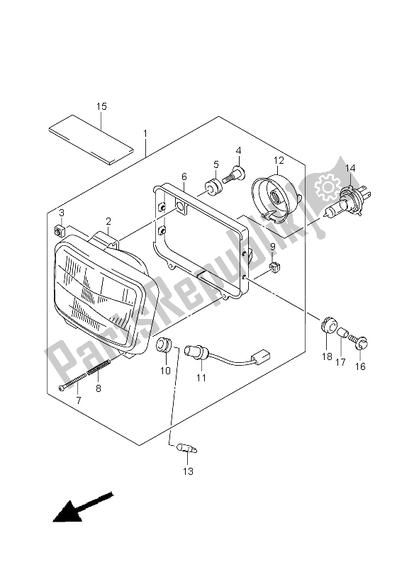 All parts for the Headlamp (e2-e19) of the Suzuki DR Z 400 SM 2008