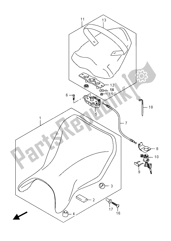 Alle onderdelen voor de Stoel van de Suzuki GSR 750 ZA 2015