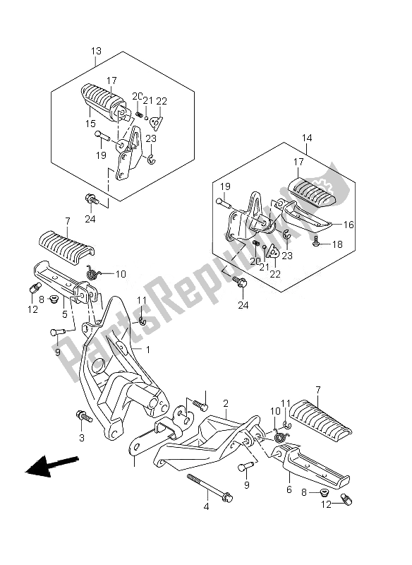 Toutes les pièces pour le Repose Pieds du Suzuki VZR 1800 RZ M Intruder 2007