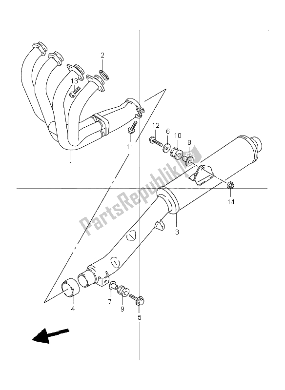 All parts for the Muffler of the Suzuki GSF 600 NSZ Bandit 2004