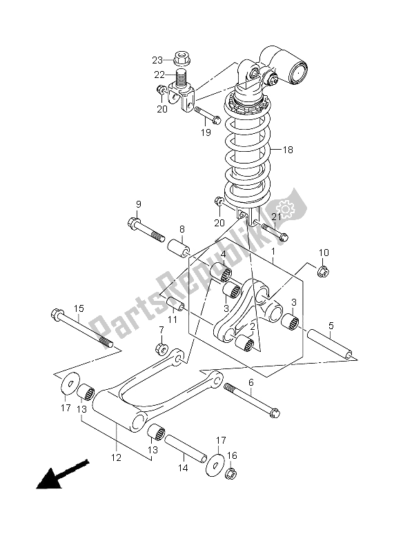 All parts for the Rear Cushion Lever of the Suzuki GSX R 750 2008