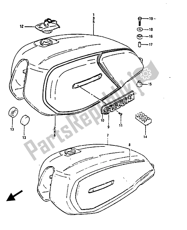 Tutte le parti per il Serbatoio Di Carburante del Suzuki GS 850G 1985