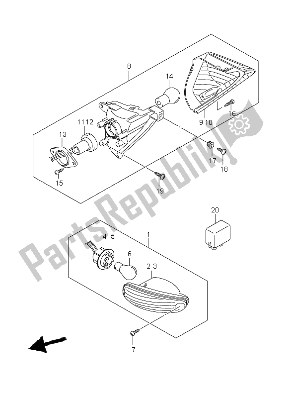 Toutes les pièces pour le Feu Clignotant du Suzuki GSX R 750 2006