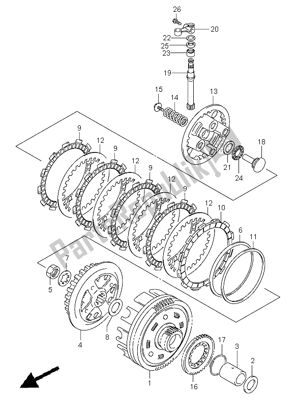 Todas as partes de Embreagem do Suzuki VL 250 Intruder 2005