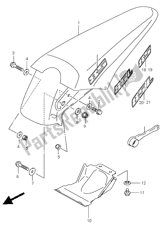 All parts for the Rear Fender of the Suzuki RM 85 SW LW 2006