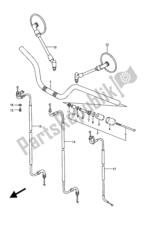 Alle onderdelen voor de Stuur van de Suzuki GSX 1100G 1992